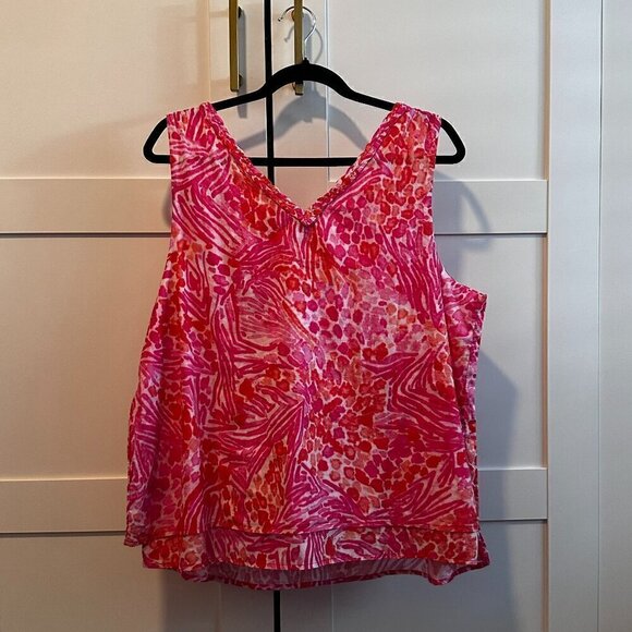 Nic+Zoe NEW Pink Watercolor Petals Printed V-Neck Tank Top Shirt- Size XL - Picture 3 of 4